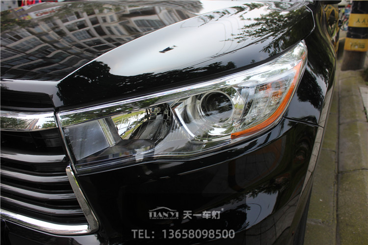 漢蘭達車燈改裝完成后大燈外觀效果展示